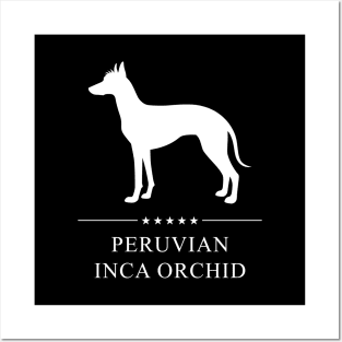 Peruvian Inca Orchid White Silhouette Posters and Art